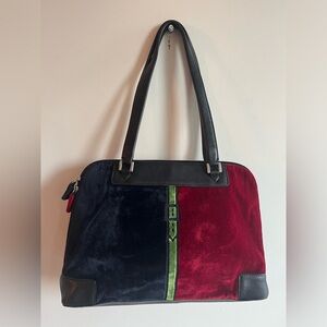 Roberta di Camerino Vintage Black and Red Velvet Shoulder Bag
